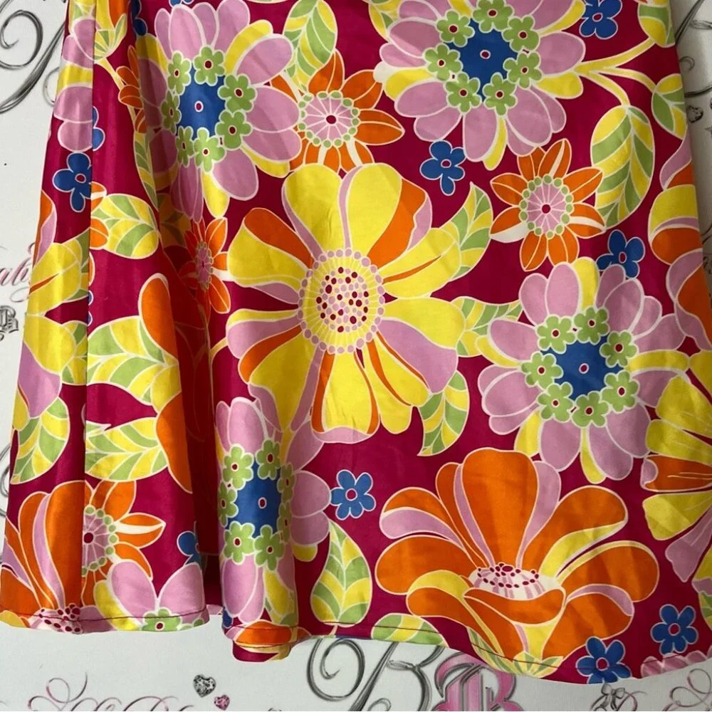 Simons skirt flowers bright groovy psychedelic Bright Floral Skater Skirt